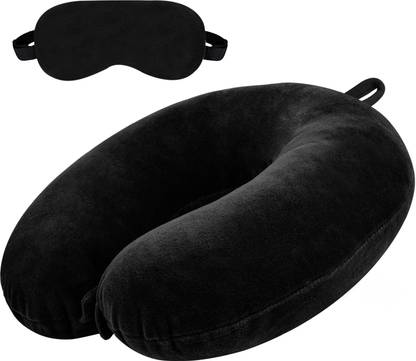 Greeli U-Shaped Micro Fibre Travelling Neck Pillow With Eye Mask, Neck Support Headrest Neck Pillow & Eye Shade