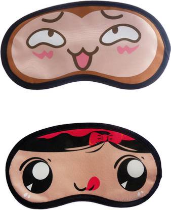 Jenna Cartoon Super Smooth Sleep Mask, Blind Fold And Travel Accessory Happy RedRibbon (Pack of 2) Eye Shade