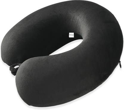 HOMESTIC 360° Memory Foam Neck Pillow for Travelling | JR-1-BLK | Black Neck Pillow & Eye Shade