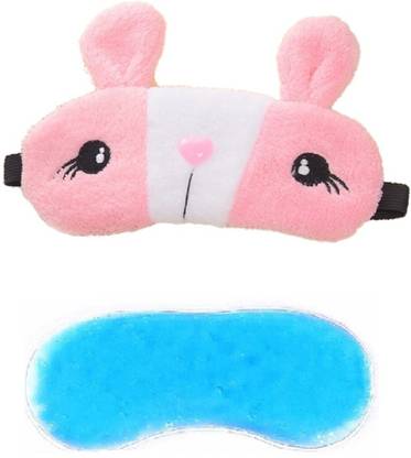 Jenna Fur Rabbit Pink Gel Sleeping Eye Mask for Insomnia, Meditation, Puffy Eyes and Dark Circles