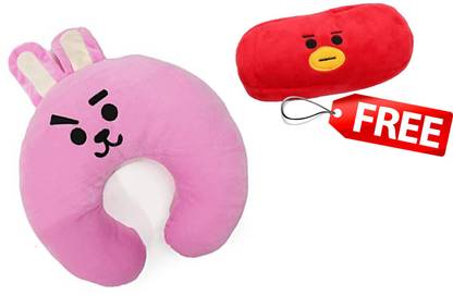 GIFTER'S ATTRACTIVE BTS21 Character Plush Neck Pillow Soft (COOKY)- WASHABLE (FREE POUCH) Neck Pillow