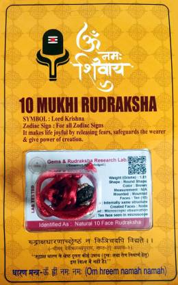 रॉबिन एक्सपोर्ट कंपनी 10 Mukhi Nepali Rudraksha Ten Faced Rudraksh With lab Tested Certificate Sterling Silver लकड़ी
