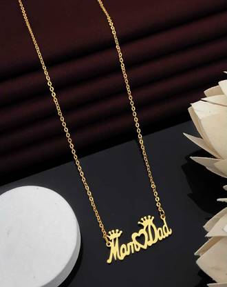shreeenterprise Beautiful Name of MOM&DAD Pendant chain Gold-plated Brass Pendant Set