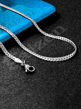 Saizen Bold and Stylish chain necklace for Men & Boy Silver Plated Stainless Steel Chain