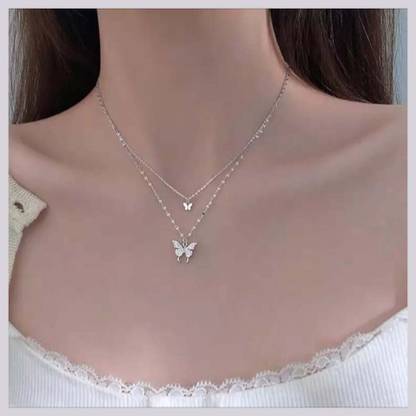 house of common Cubic Zirconia Silver Plated Stainless Steel Layered