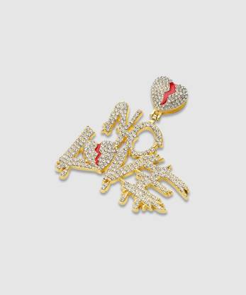 French Accent Men's No Love Pendant Necklace - Silver Gold-plated Alloy Pendant