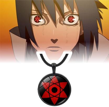 Classic Quirk Naruto Anime Sasuke Uchiha Magekyou Sharingan Eye Pendant Metal Locket Set