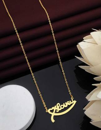 shreeenterprise LOVE Name Pendant chain Gold-plated Brass Pendant Set