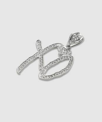 French Accent Men's Embellished XO Pendant Necklace - Silver Silver Alloy Pendant