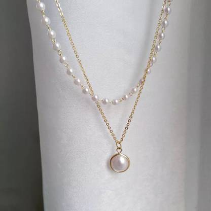 Vembley Elegant Layered Necklaces For Girls And Women Pearl Gold-plated Plated Alloy Chain