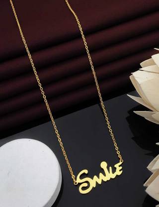 shreeenterprise Charming SMILE Name Pendant chain Gold-plated Brass Pendant