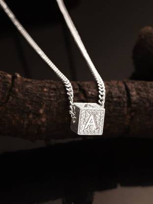 Roadster Roadster Silver-Toned Silver-Plated Square Shaped Pendant With Chain Silver Alloy Pendant