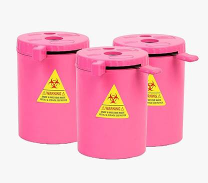 LISAMED Manual Needle Cutter 500ml Capacity For Health Clinic & Laboratories Pink(3 Pcs) Needle Burner