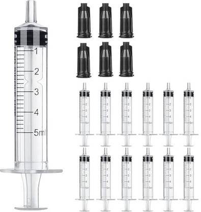 Salco 5ml Syringe for Liquid - Large Plastic Syringes Without for Jello Food 10 Pieces Needle Burner
