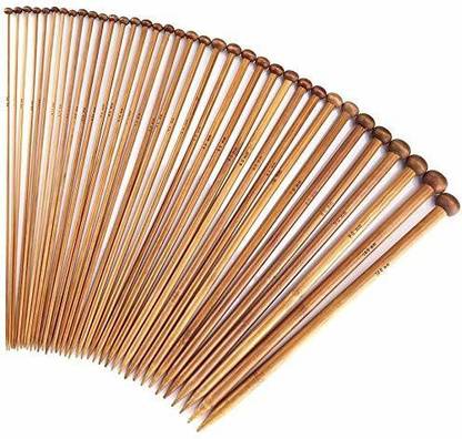 HASTHIP 18pcs Wood Knitting Needle Set--Small to Large 2-10mm, Sturdy Round Blunt Yarn Hand Sewing Needle
