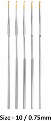 Jyoti Crochet Hook Steel (Gold Point) Thread Work, 5"/12cm of Size 10/0.75mm - 5 Pcs, Hand Sewing Needle