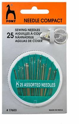 Eagean Assorted Hand Needles in Compact with Threader , 25-Count,Assorted (Pack of 1) Hand Sewing Needle
