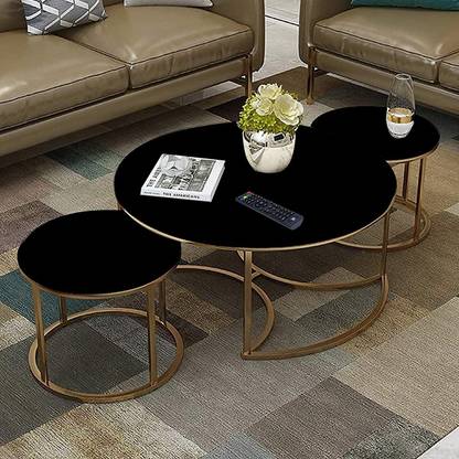 Kingswood Round Nesting Table, 3 Piece Coffee Table, Waterproof Small Modern Living Room Solid Wood Nesting Table