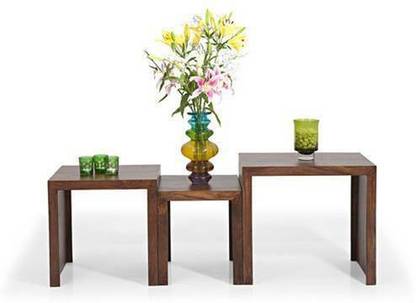 LADRECHA FURNITURE Sheesham Wood Nesting Table Set of 3 Stools for Bedroom Bedside End Tables Solid Wood Nesting Table