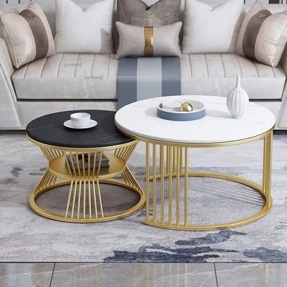 Unique Arts Shoppee Unique Arts Present Modern Nesting Side Table Set of 2 End Table for Living Room Metal Nesting Table