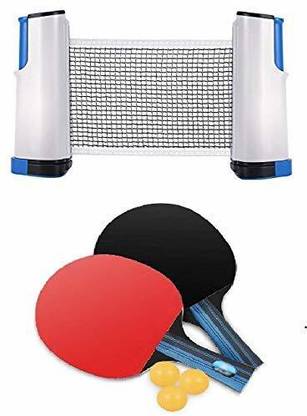 SanR Table Tennis Set with Two Racket with Three Ball with Push Clamps Table Tennis Net