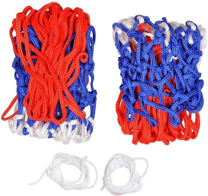 Swikaar Basketball Net 2 PCS Outdoor/Indoor Net (12 Loops) (Red+White+Blue) BBN10 Basketball Net