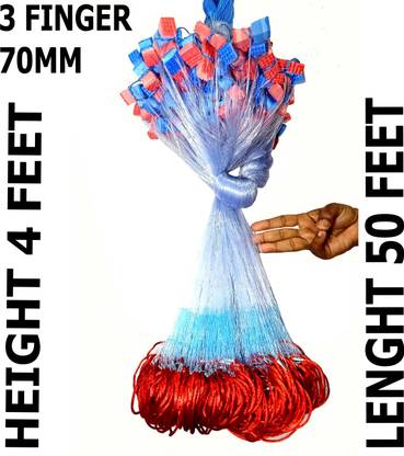 TAJNET 3 FINGER GILLNET 4FEET HEIGHT 70MM UPPER 50 FEET LENGTH DOWN 100 FEET Fishing Net