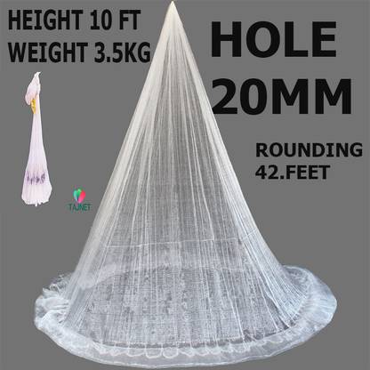 तजनेट CAST NET 10FT HEIGHT NYLON THREAD 1+2 MESH 20MM 42FT ROUND 3.6KG IRON SINKER नेट