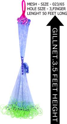 YASHNET GILLNET 3 FINGER 023/65MM FEET HEIGHT 50 FEET LONG LENGTH SHISHAJAAL Fishing Net