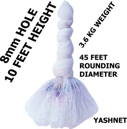 YASHNET CASTNET 10MM HOLE SIZE HEIGHT 9.5 FEET 3.2KG WT NYLON THREADS NO 1 Fishing Net