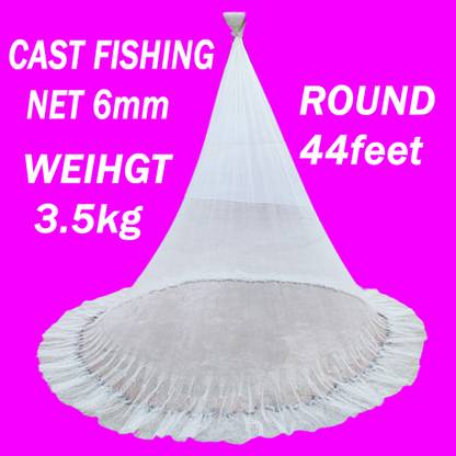A to Z CAST FISHING NET 6mm MESH,IRON SINKER, HEIGHT 10feet, ROUND 44feet, WEIGHT 3.5kg Fishing Net