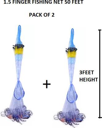 INDIGROW DRIFT NET PACK OF 2 60 FT LONG 3 FEET DEPTH 25 MM HOLE Fishing Net