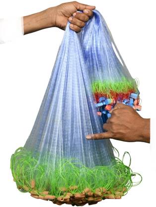 PURKAIT FISHNET HALF FINGER 18MM GILNET MUD SINKER,HIGHT3FT,UP LENTH50FT,DOWN LENTH90FT HDP ROPE Fishing Net