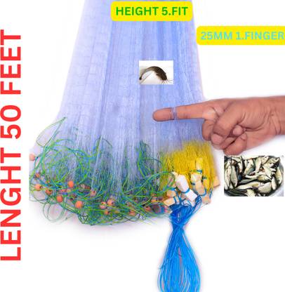 TAJNET 1 FINGER 30mm GILLNET MUD SINKER, HEIGHT 5F, UP LENGHT 50FT, DOWN LENGHT 100FT Fishing Net