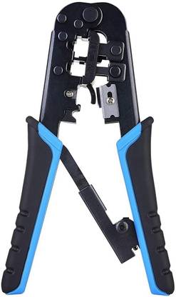 BALRAMA Network Modular Crimping Tool HT-200R with Ratchet Mechanism 8" More in One Modular Triplex Tool Cuts + Strips + Crimps all kinds of Modular Plug Ratcheting Modular Crimper and Stripper Multifunctional Ethernet Cable 8 inch Pliers Strippers 10p10c 8P8C 6P4C for Crimping 10P/10C,8P8C / RJ-45,6P6C / 6P4C / 6P2C / RJ-11,4P4C / RJ-12 Telephone Networking Crystal Head Manual Hydraulic Crimper