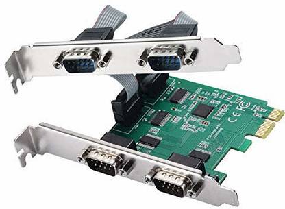 Mak World PCI Express Serial Card - 4 x RS232 (DB9) Serial Port for Win 7 / 10 (Green) Network Interface Card
