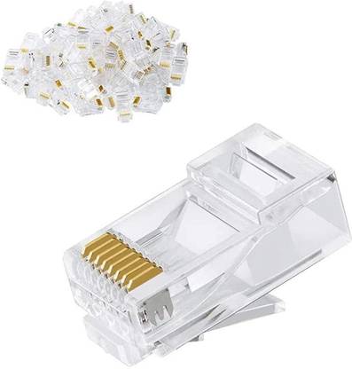 Mak World RJ45 Connector, UTP Network Plug for Cat 6 Cat5e Cable (100 Pcs) Network Interface Card