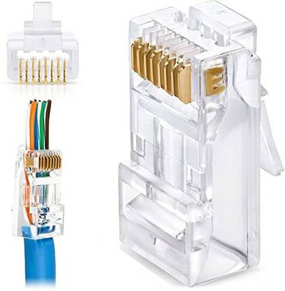 RAREGEAR RJ45 Connectors Cat5 Cat5e CAT6 Pass 23AWG Ethernet Cable Solid Wire ( 1 Pcs ) Network Interface Card