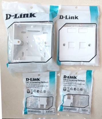 D-Link RJ45 CAT6E Lan I/O Keystone Jack, Gang Box, Dual Port Face Plate (5 Sets) Network Interface Card