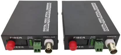 HANUTECH 1CH Digital Audio Video BNC to Fiber Optical Converter With Data 1 Channel RS485 0 Ports 1000 Mbps Unmanaged Network Switch