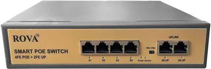ROVA 4 PORT PoE SWITCH 6 Ports 100 Mbps Unmanaged Network Switch