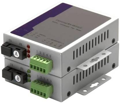HANUTECH 1CH RS232/RS422/RS485 To Fiber Optic Media Converter SM 20KM 0 Ports 1000 Mbps Network Switch