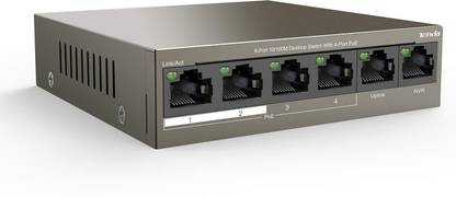 DEVBHOOMI DB Tenda TEF1106P 6-Port PoE Network Switch, Ethernet Switch, 6 Ports 1000 Mbps Fully Managed Network Switch