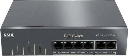 kathiriyas RMX 4 Port FE PoE++ Switch Support with 2-Port Network Uplink Port 6 Ports 100 Mbps Unmanaged Network Switch