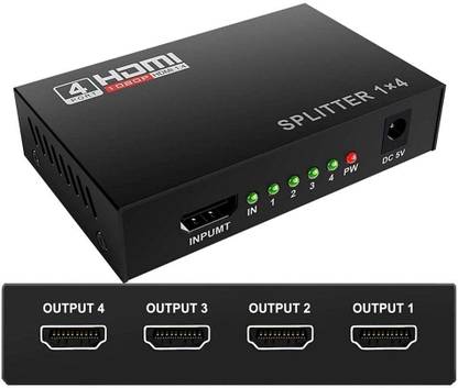 MAZRA Hdmi Splitter 4 Port, 1 Hdmi In 4 Hdmi Out 1080p/960p/720p Supported 0 Ports 100 Mbps Unmanaged Network Switch
