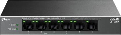 TP-Link LS106LP 6 Port 10/100 Mbps Desktop Switch with 4-Port PoE 6 Ports 100 Mbps Network Switch