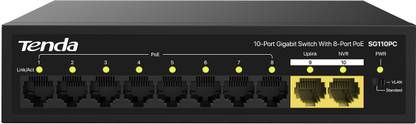 TENDA SG110PC 10-Port 10/100/1000M Gigabit with 8-Port PoE 8 Ports 1000 Mbps Unmanaged Network Switch