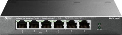 TP-Link TL-SF1006P 6-Port 10/100Mbps Desktop Network Switch with 4-Port PoE+