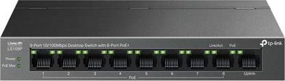 TP-Link LS109P 9-Port 10/100Mbps Desktop Switch with 8-Port PoE+ 9 Ports 100 Mbps Network Switch