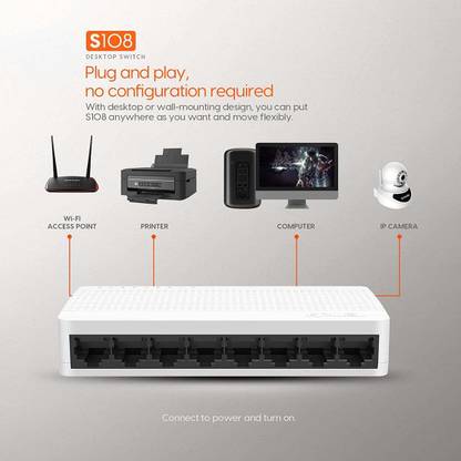 Formonixtech TENDA S108 8 Ports 100 Mbps 8 Ports 100 Mbps Unmanaged Network Switch